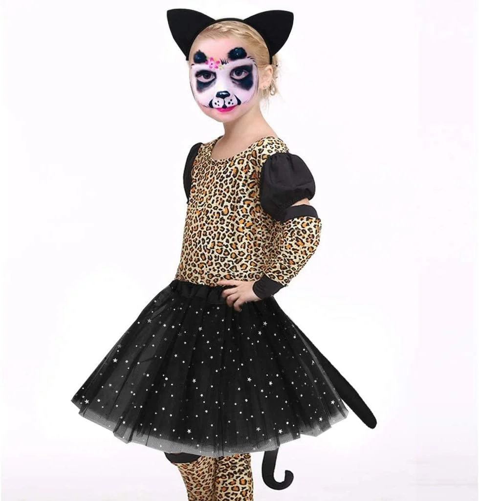 ست لباس گربه مشکی 4 تکه YOOJ® برای کودکان، کیت لوازم جانبی Cosplay دخترانه با هدبند، دم، پاپیون و دامن توتو پولک دار، ست لباس حیوانات هالووین برای Cosplay هالووین، کارناوال کریسمس ست لباس گربه مشکی 4 تکه YOOJ® برای کودکان، کیت لوازم جانبی Cosplay دخترانه با هدبند، دم، پاپیون و دامن توتو پولک دار، ست لباس حیوانات هالووین برای Cosplay هالووین، کارناوال کریسمس