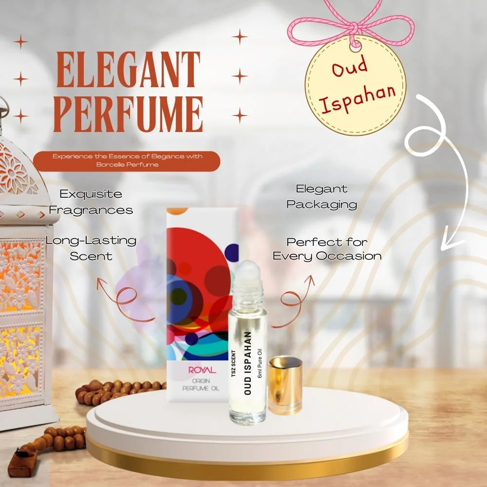روغن عطر عود ایسپهان TSZ Scent - روغن عطر عود خالص لوکس 6 میلی لیتری رولی | رایحه ای جذاب و بی انتها با رایحه های شیرین و گرم