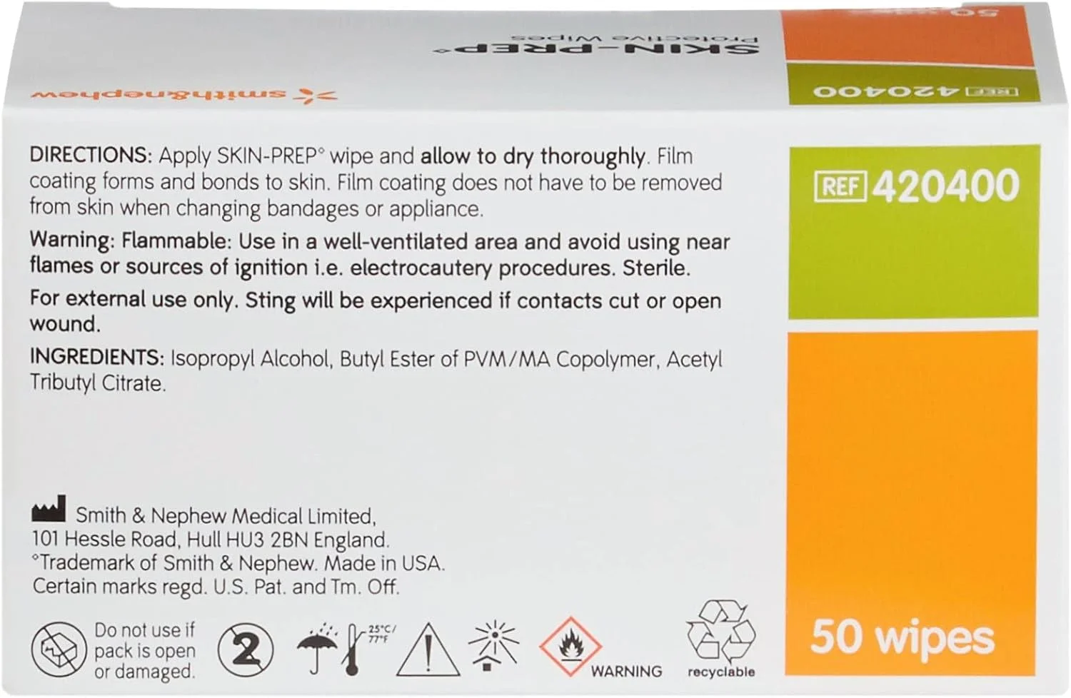دستمال مرطوب محافظ پوست Smith & Nephew Skin-Prep - جعبه 50 عددی