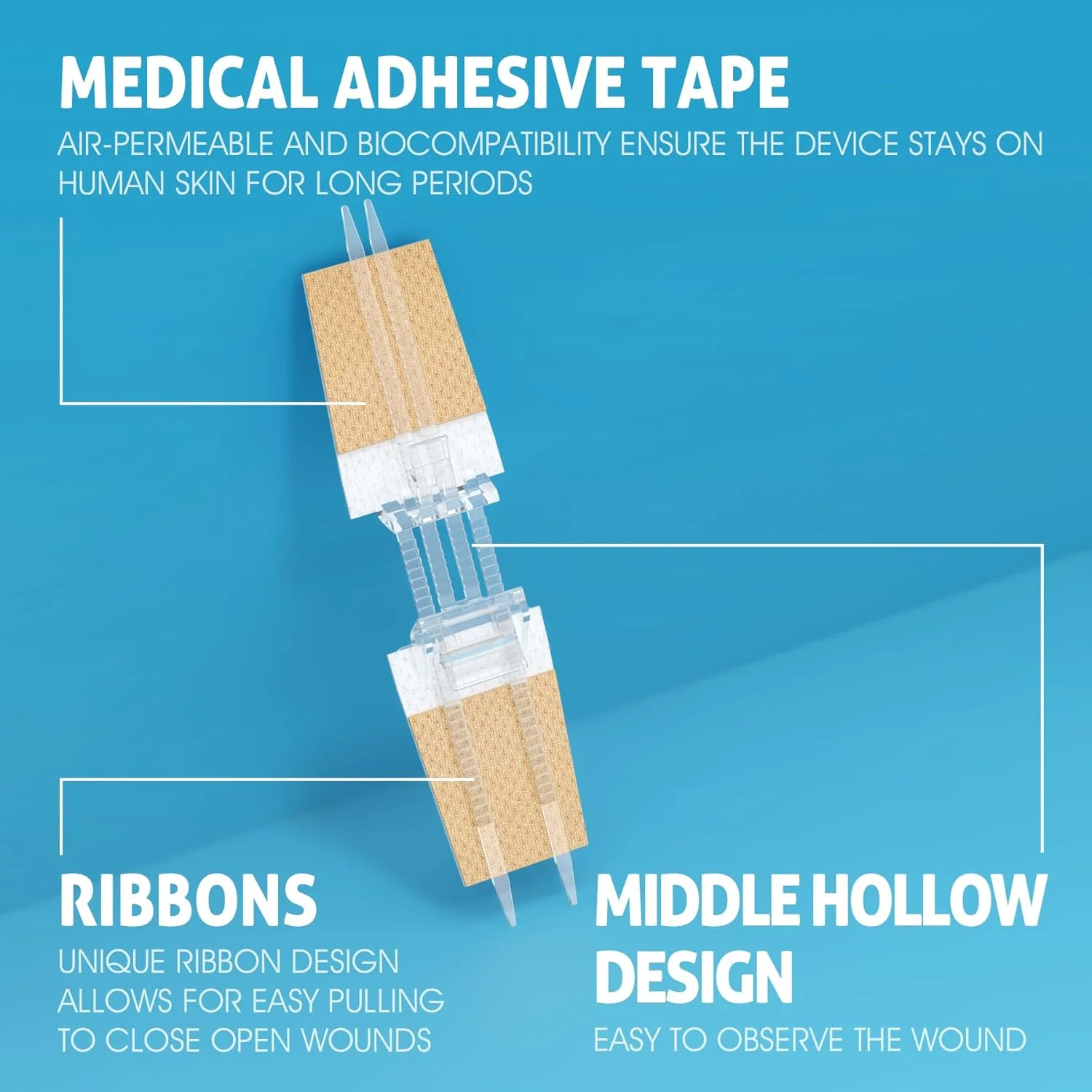 دستگاه بستن زخم زیپ استیچ سی برد، کیت بخیه اضطراری زیپ استیچ، بانداژ با نوارهای استری، بسته 2 عددی، ترمیم بدون درد بریدگی بدون بخیه، مراقبت از زخم و کمک های اولیه، بژ