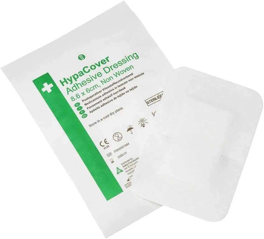 گروه کمک های اولیه ایمنی پانسمان چسبی زخم HypaCover - متوسط، 8.6 x 6 سانتی متر (بسته 25 عددی) استریل و ضد حساسیت