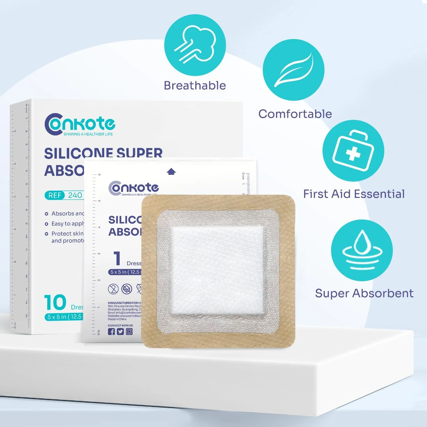 پانسمان سیلیکونی فوق جاذب زخم با حاشیه بسته 10 عددی، 5" X 5" واجد شرایط FSA HSA، بانداژهای چسبنده ملایم برای زخم های با ترشح زیاد، پدهای مراقبت از زخم نرم برای زخم، جراحی، سوختگی درجه l - ll پانسمان سیلیکونی فوق جاذب زخم با حاشیه بسته 10 عددی، 5" X 5" واجد شرایط FSA HSA، بانداژهای چسبنده ملایم برای زخم های با ترشح زیاد، پدهای مراقبت از زخم نرم برای زخم، جراحی، سوختگی درجه l - ll