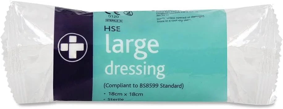 باند پانسمان بزرگ HSE Reliance Medical - استریل، بسته بندی جداگانه، ایده آل برای پر کردن مجدد جعبه های کمک های اولیه و اطمینان از مراقبت بهینه از زخم، 18 سانتی متر در 18 سانتی متر، بسته 10 عددی