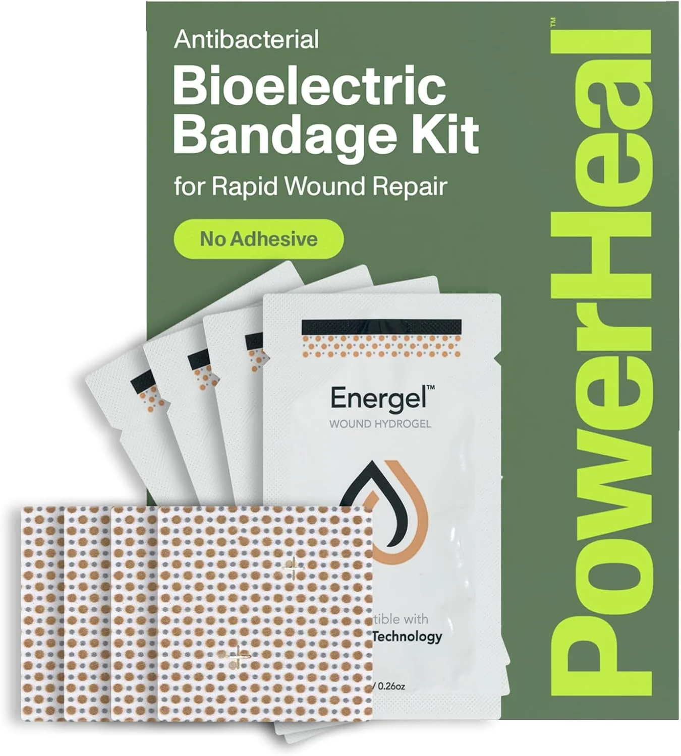 کیت پانسمان و مراقبت از زخم بیوالکتریک PowerHeal: تک لایه، بدون چسب، شامل هیدروژل برای زخم ها، بریدگی ها، ساییدگی ها، آمپ کیت پانسمان و مراقبت از زخم بیوالکتریک PowerHeal: تک لایه، بدون چسب، شامل هیدروژل برای زخم ها، بریدگی ها، ساییدگی ها، آمپ