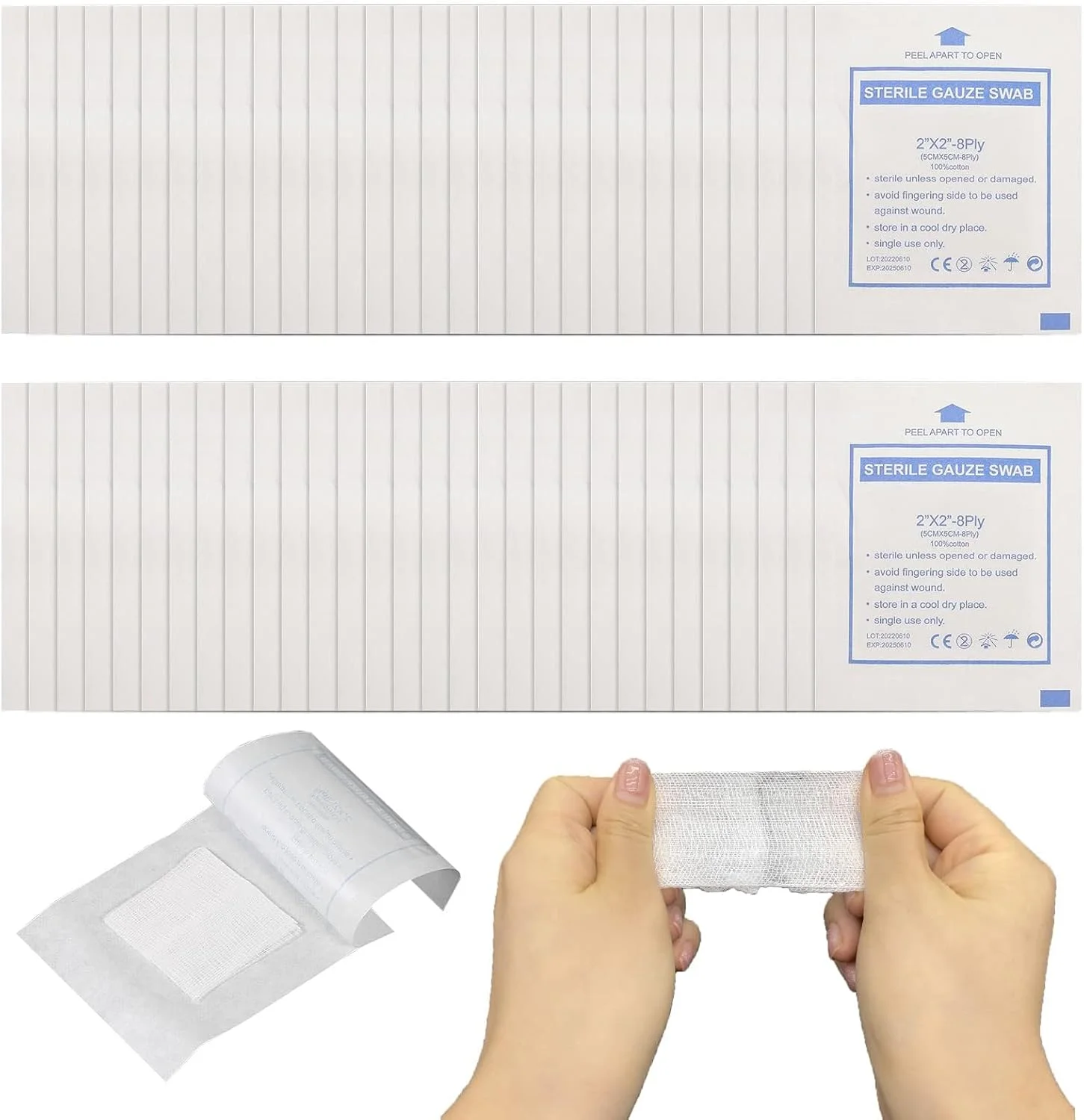 60 عدد پد گاز استریل، پدهای پانسمان غیر چسبنده مراقبت از زخم برای کمک های اولیه، مصارف پزشکی و خانگی