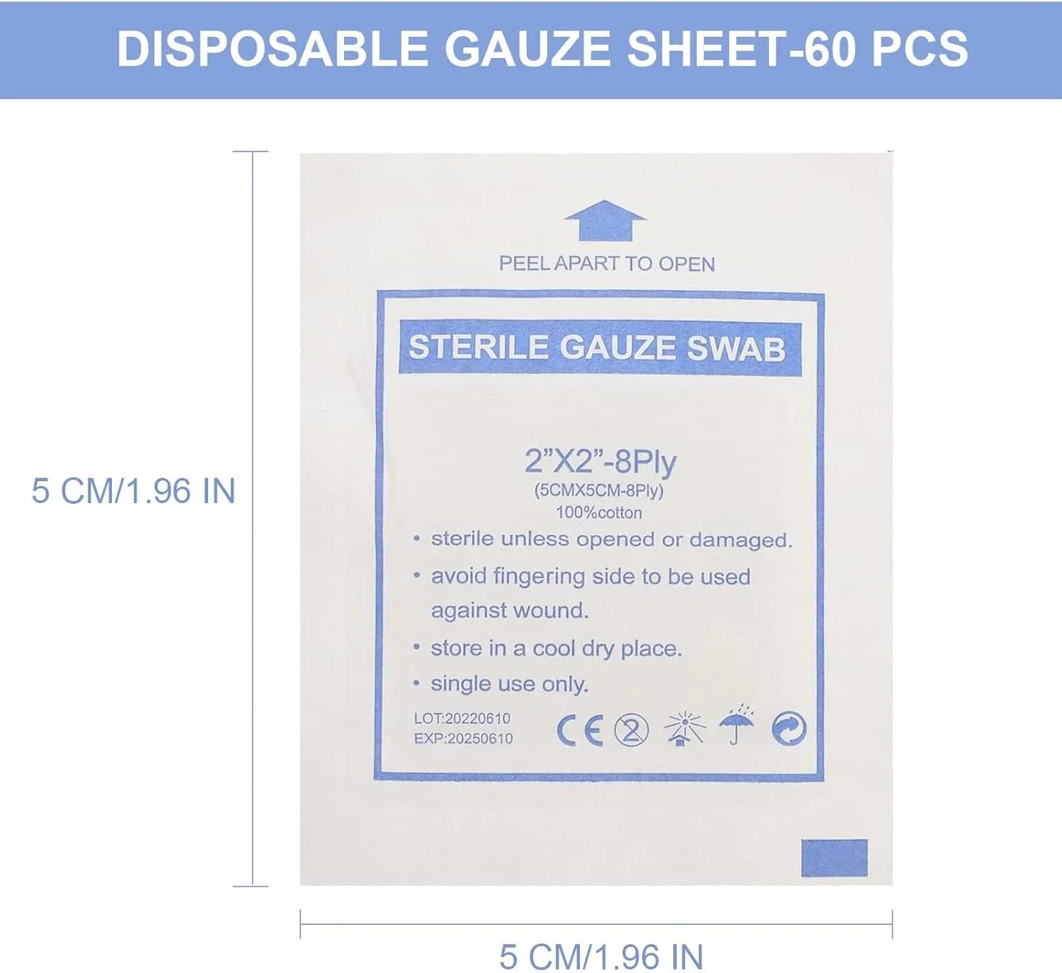 60 عدد پد گاز استریل، پدهای پانسمان غیر چسبنده مراقبت از زخم برای کمک های اولیه، مصارف پزشکی و خانگی 60 عدد پد گاز استریل، پدهای پانسمان غیر چسبنده مراقبت از زخم برای کمک های اولیه، مصارف پزشکی و خانگی