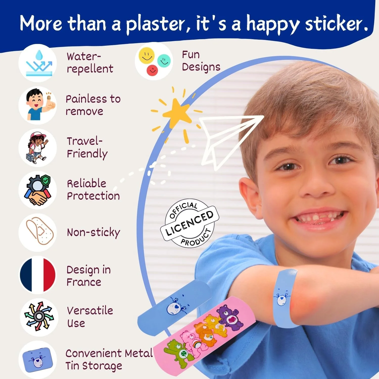 چسب زخم جعبه فلزی خرس های مهربان، دو سایز با طرح زیبای خرس های مهربان، جدا سازی آسان و سازگار با پوست، چسب تنفسی، 24 عدد چسب چسب زخم جعبه فلزی خرس های مهربان، دو سایز با طرح زیبای خرس های مهربان، جدا سازی آسان و سازگار با پوست، چسب تنفسی، 24 عدد چسب