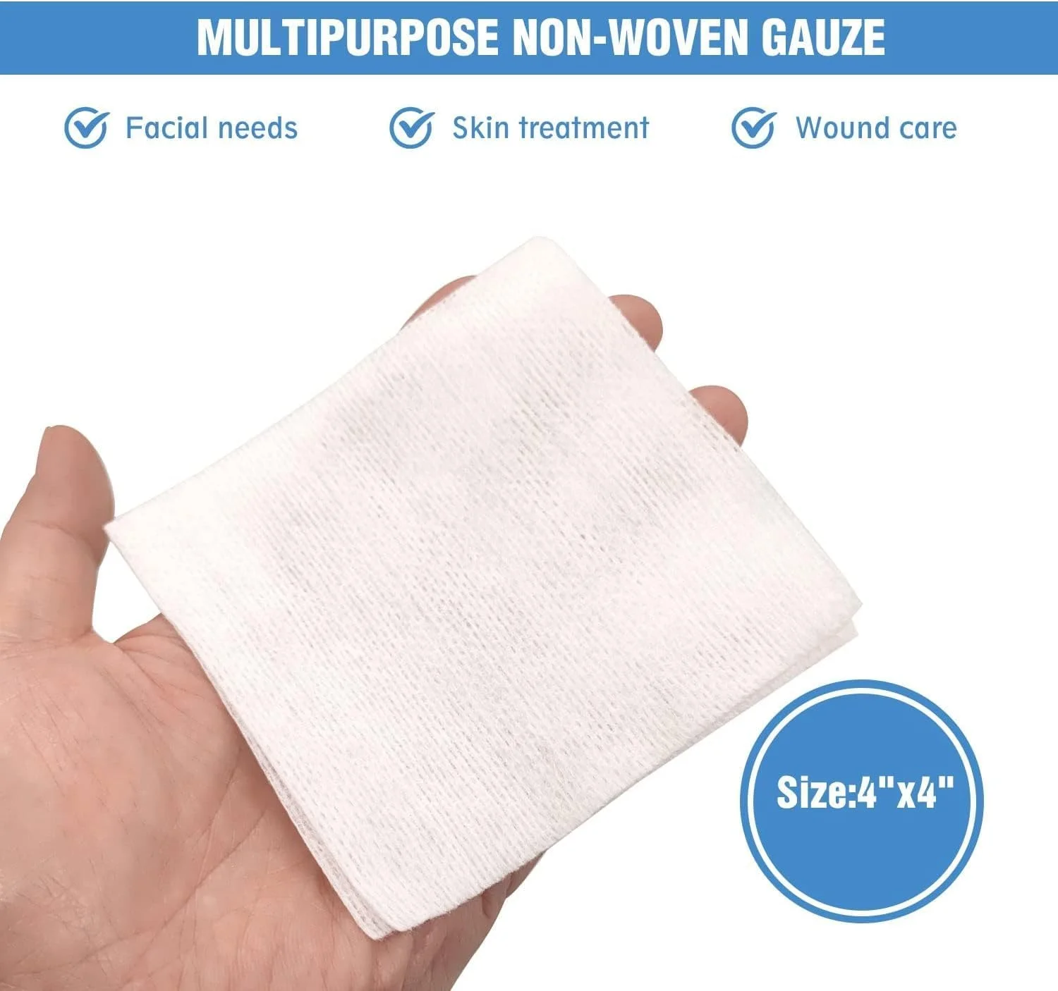 پدهای گاز استریل غیر بافته - 100 عدد، 4 لایه، 4x4 اینچ، پدهای گاز غیر استریل چند منظوره، مراقبت از زخم، مراقبت از پوست، گاز پاک کننده آرایش