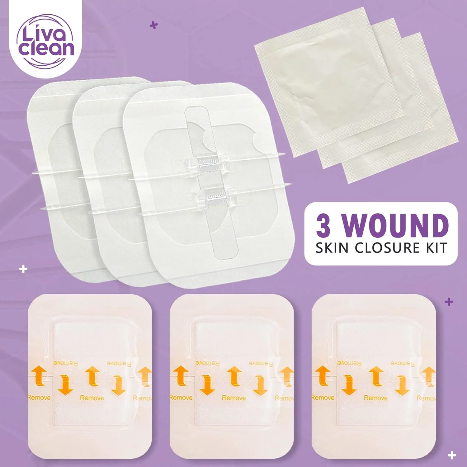 نوار بستن زخم لیواکلین (3 عدد) 2.3 در 2.3 اینچ - کیت بستن پارگی - کیت بستن زخم زیپ استیچ - بست زیپی دستگاه بستن پوست - چسب بخیه پروانه ای - چسب استری استریپس - چسب بستن زخم - بانداژ بخیه