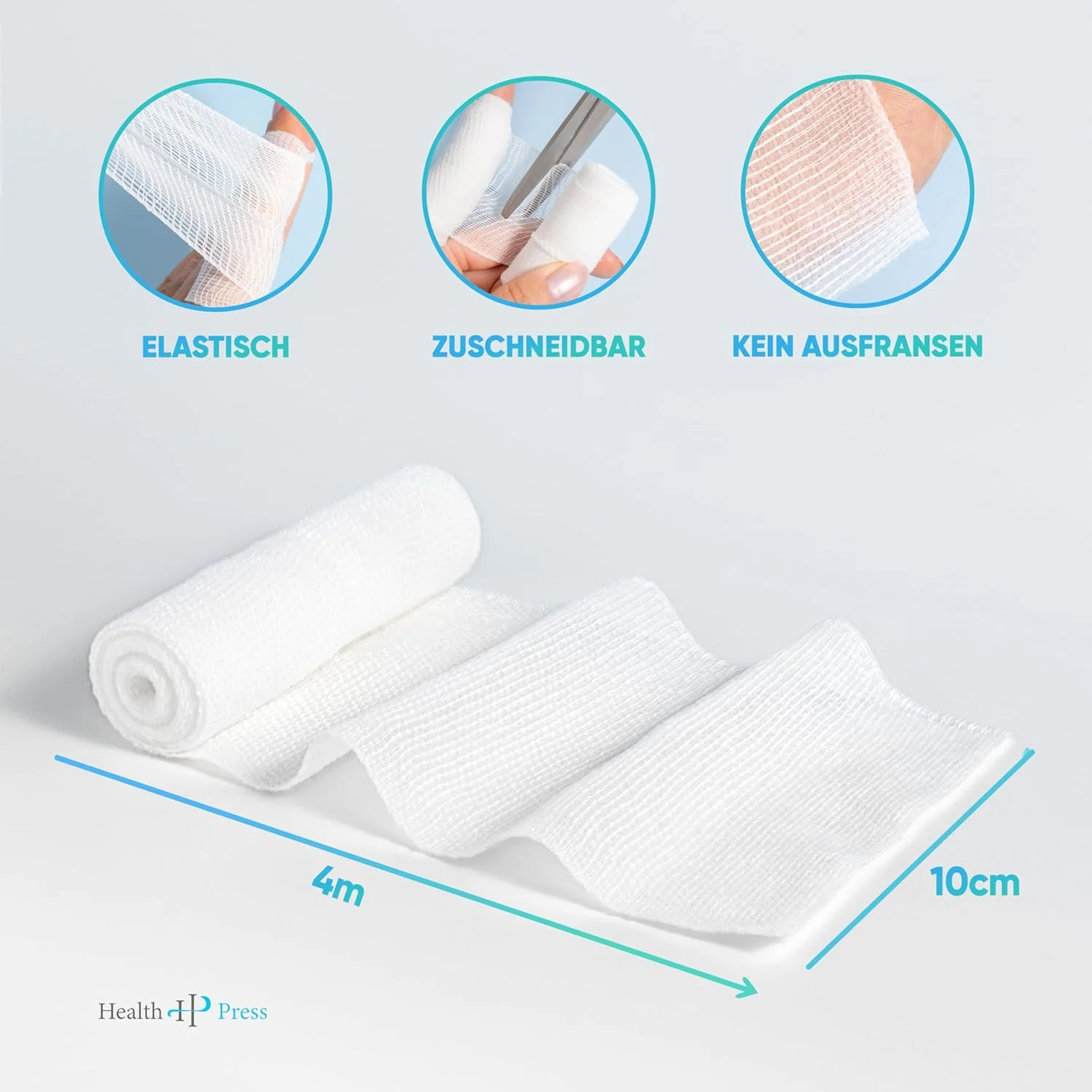 باندهای گاز استریل Health Press® - مواد باند (10 سانتی متر x 4 متر) 20 رول - باند الاستیک - تجهیزات پزشکی - باند تثبیت کننده تست شده از نظر پوستی - باند ایده آل برای کمک های اولیه و مراقبت از زخم باندهای گاز استریل Health Press® - مواد باند (10 سانتی متر x 4 متر) 20 رول - باند الاستیک - تجهیزات پزشکی - باند تثبیت کننده تست شده از نظر پوستی - باند ایده آل برای کمک های اولیه و مراقبت از زخم