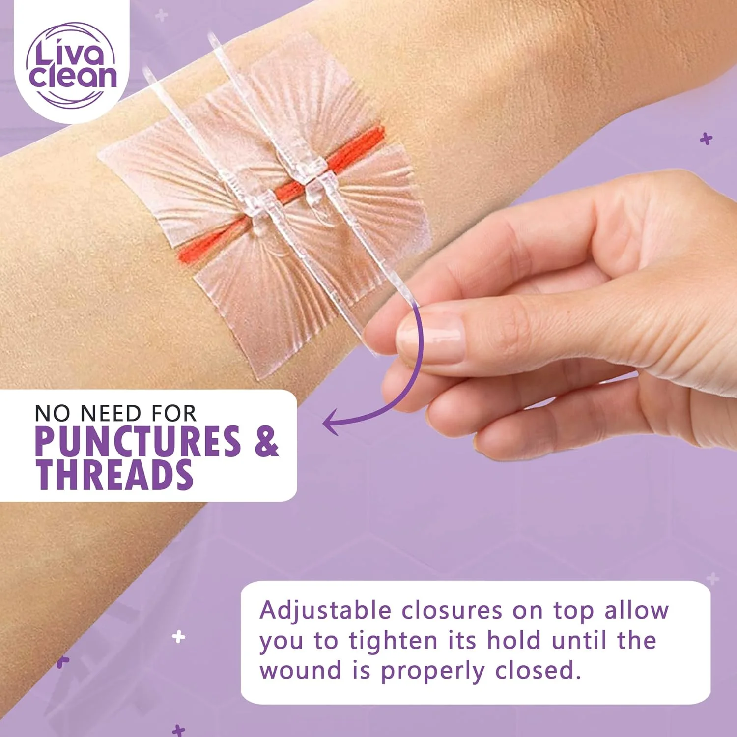 نوار بستن زخم لیواکلین (3 عدد) 2.3 در 2.3 اینچ - کیت بستن پارگی - کیت بستن زخم زیپ استیچ - بست زیپی دستگاه بستن پوست - چسب بخیه پروانه ای - چسب استری استریپس - چسب بستن زخم - بانداژ بخیه