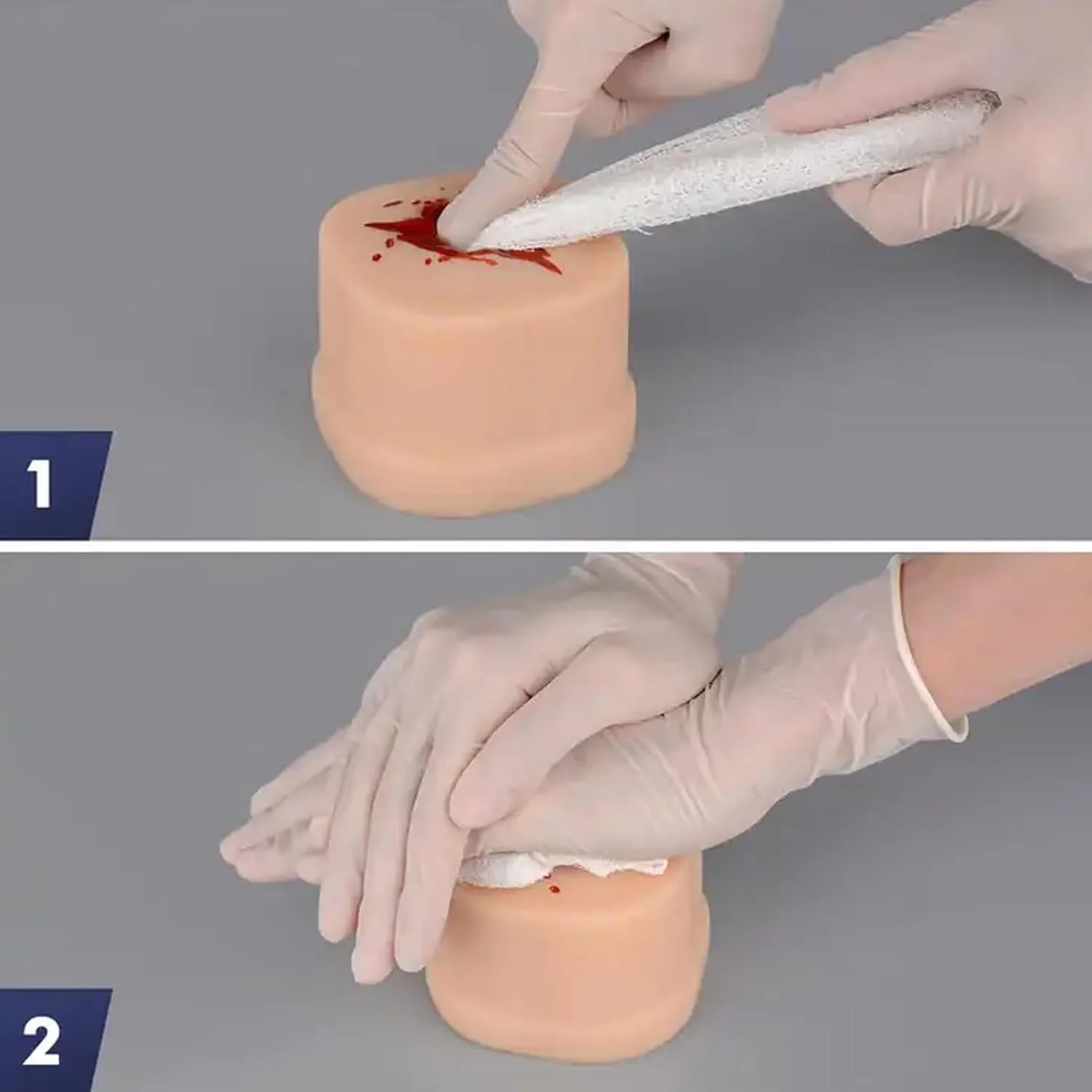 مدل آموزش مراقبت از زخم، مدل آموزش هموستاز تروما، مدل آموزش بسته زخم ران، شبیه سازی سیلیکونی پوست انسان، تمرینات بخیه برای دوره آموزش کمک های اولیه