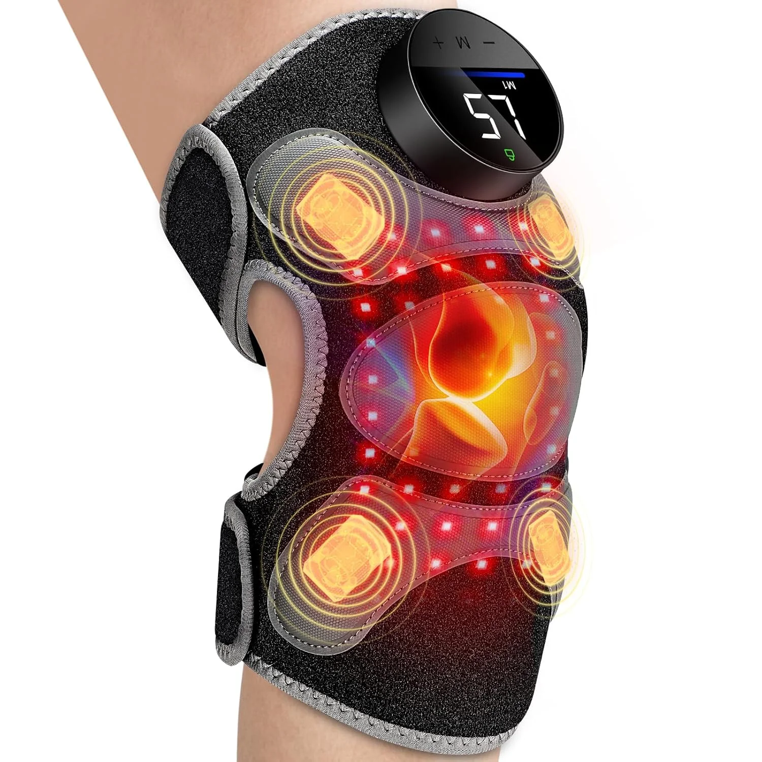 زانوبند ماساژور لرزشی هالیدودو با 4 ناحیه لرزش و نور قرمز درمانی برای تسکین درد زانو، دستگاه نور قرمز درمانی 660 نانومتر و 850 نانومتر برای تسکین درد زانو/مفصل/آرنج/شانه، هدیه برای مادر