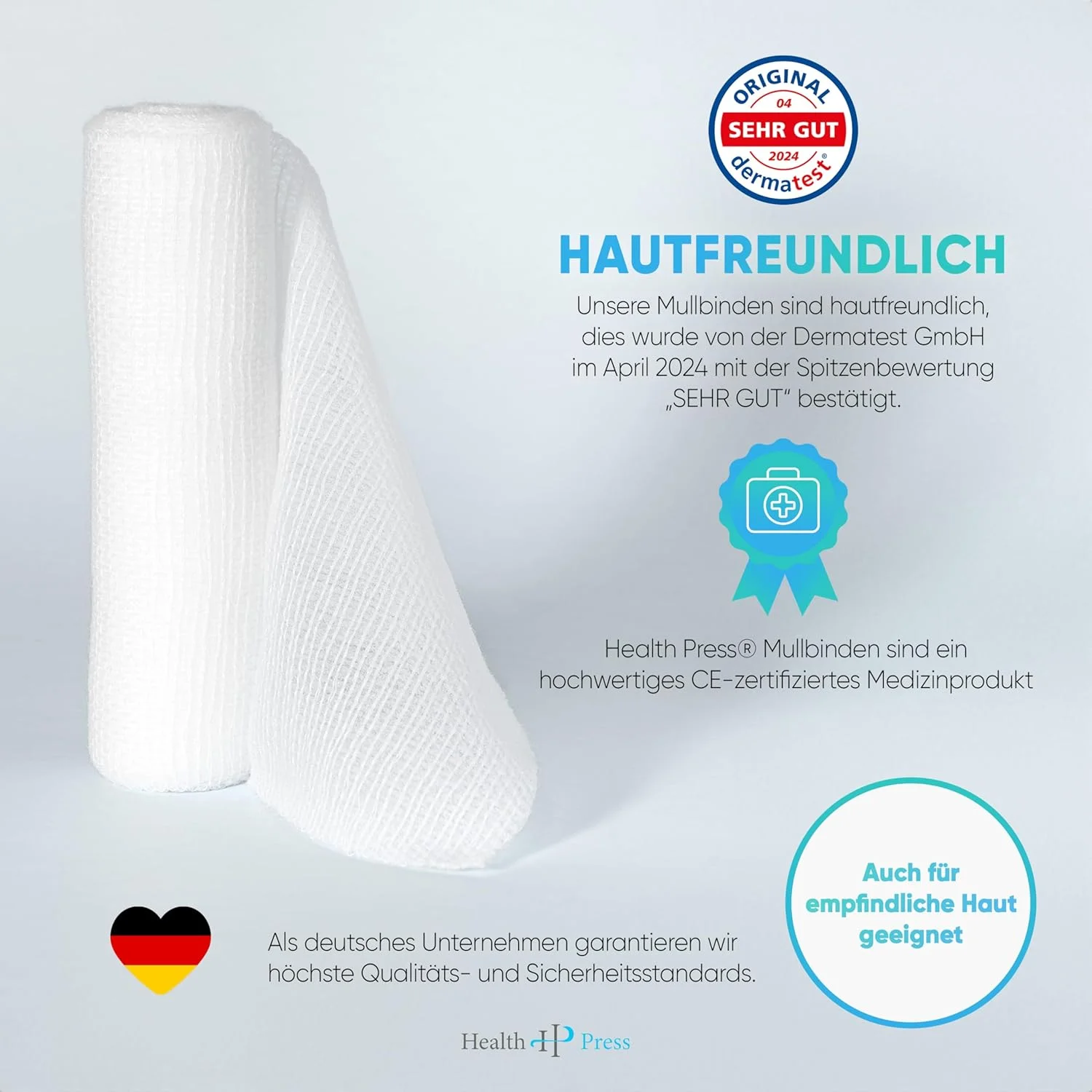 باندهای گاز استریل Health Press® - مواد باند (6 سانتی متر x 4 متر) 20 رول - باند کشی - دستگاه پزشکی - باند تثبیت کننده تست شده از نظر پوستی - باند ایده آل برای کمک های اولیه و مراقبت از زخم باندهای گاز استریل Health Press® - مواد باند (6 سانتی متر x 4 متر) 20 رول - باند کشی - دستگاه پزشکی - باند تثبیت کننده تست شده از نظر پوستی - باند ایده آل برای کمک های اولیه و مراقبت از زخم