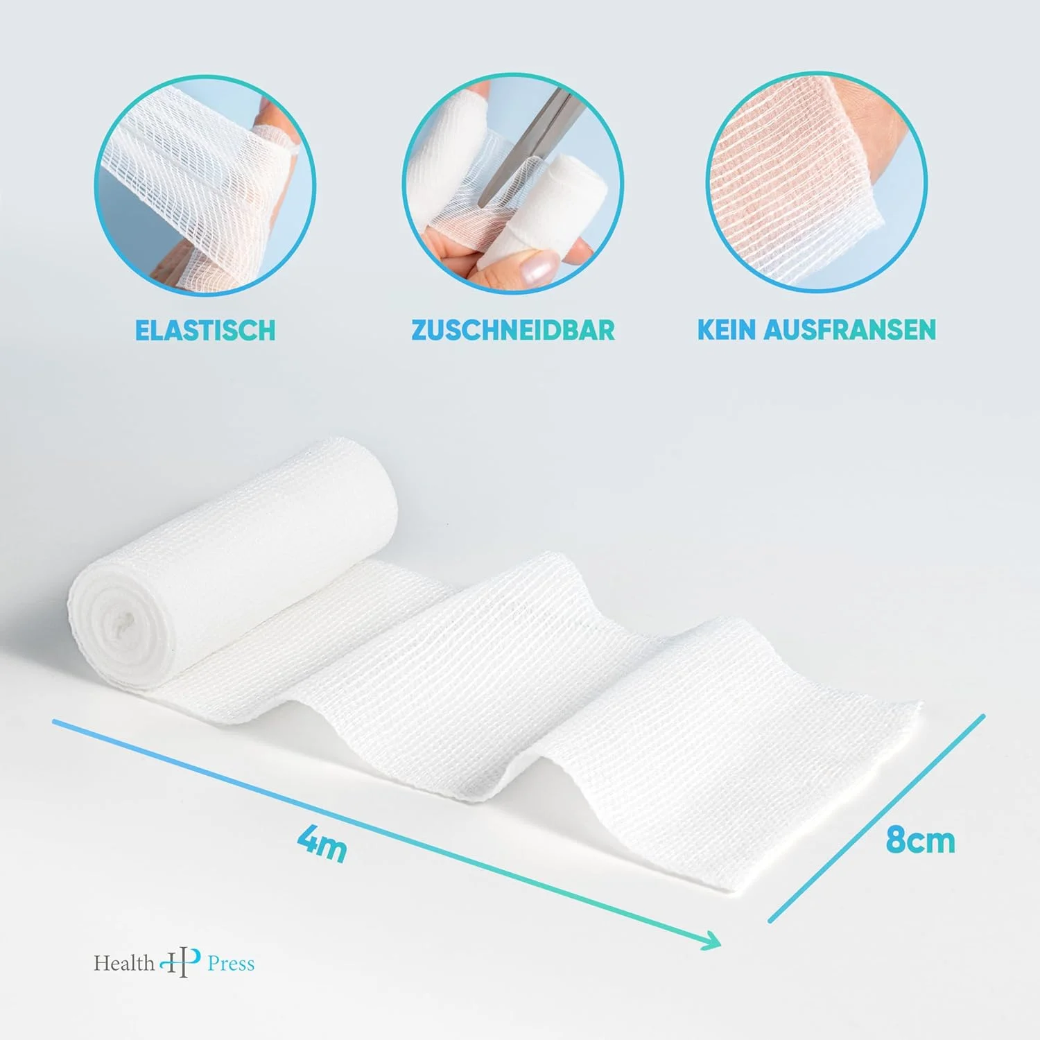 باندهای گاز استریل Health Press® - مواد باند (8 سانتی متر x 4 متر) 20 رول - باند الاستیک - دستگاه پزشکی - باند تثبیت کننده تست شده از نظر پوستی - باند ایده آل برای کمک های اولیه و مراقبت از زخم باندهای گاز استریل Health Press® - مواد باند (8 سانتی متر x 4 متر) 20 رول - باند الاستیک - دستگاه پزشکی - باند تثبیت کننده تست شده از نظر پوستی - باند ایده آل برای کمک های اولیه و مراقبت از زخم