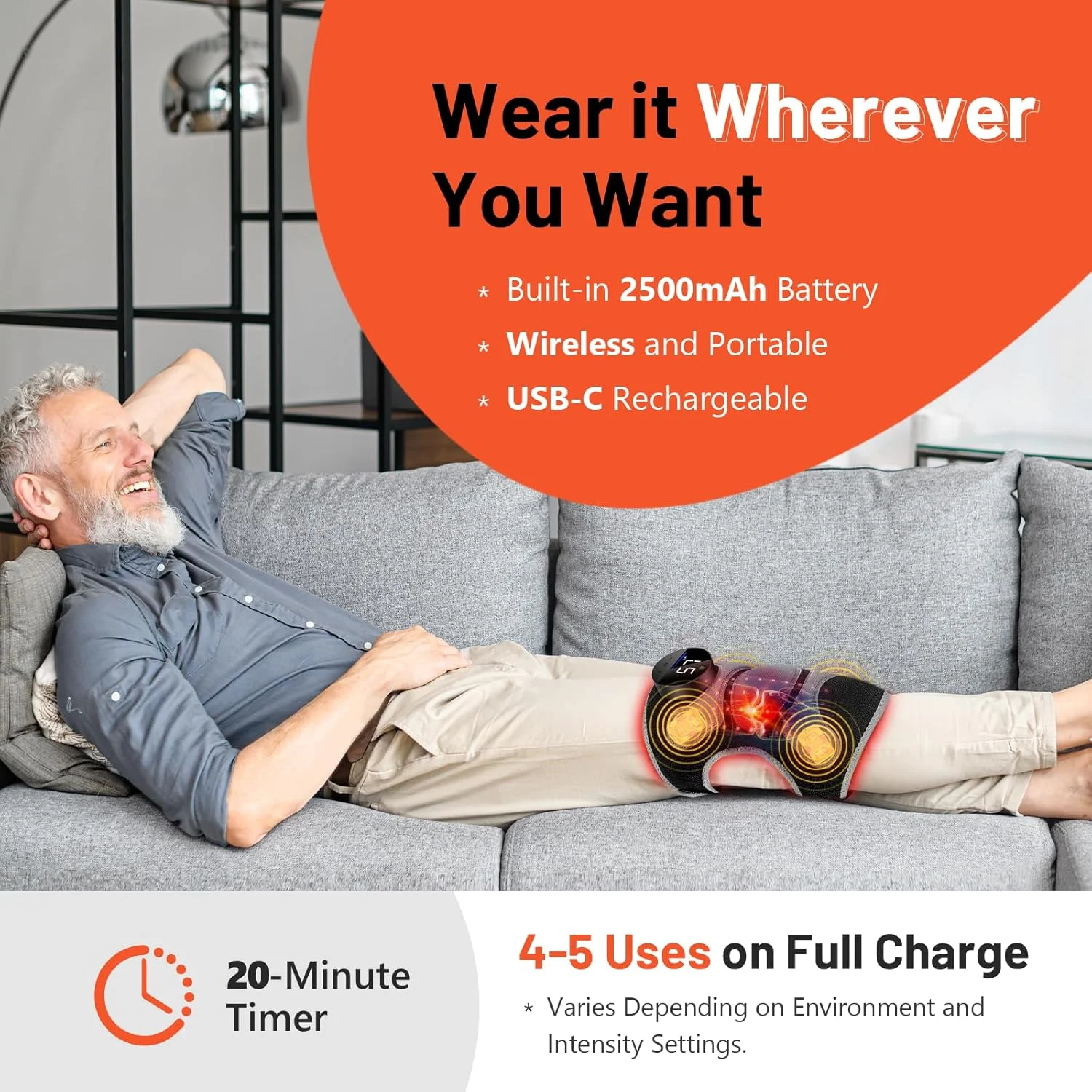 زانوبند ماساژور لرزشی هالیدودو با 4 ناحیه لرزش و نور قرمز درمانی برای تسکین درد زانو، دستگاه نور قرمز درمانی 660 نانومتر و 850 نانومتر برای تسکین درد زانو/مفصل/آرنج/شانه، هدیه برای مادر زانوبند ماساژور لرزشی هالیدودو با 4 ناحیه لرزش و نور قرمز درمانی برای تسکین درد زانو، دستگاه نور قرمز درمانی 660 نانومتر و 850 نانومتر برای تسکین درد زانو/مفصل/آرنج/شانه، هدیه برای مادر