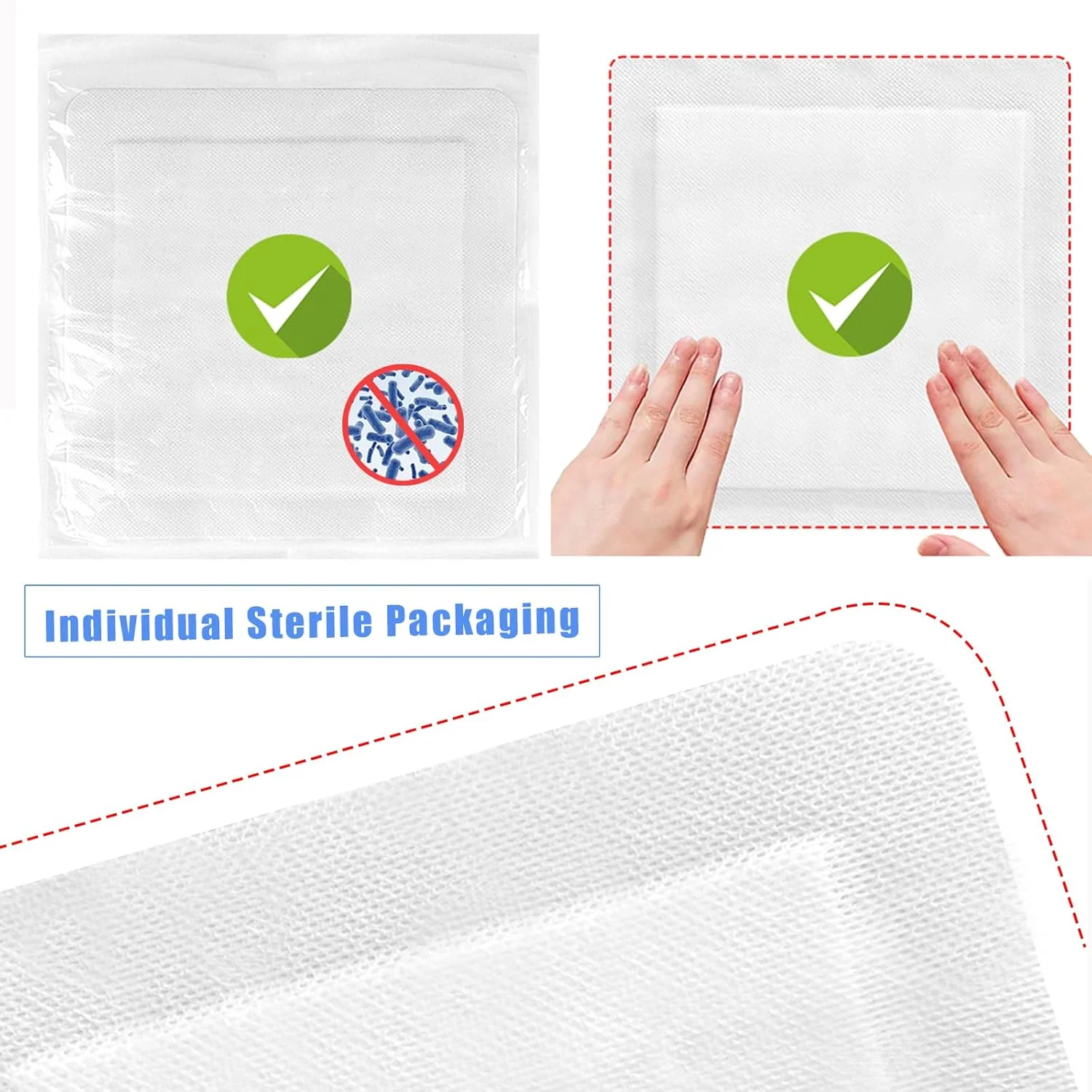 پدهای پانسمان زخم تنفسی فوق العاده بزرگ 25cmx25cm (بسته 6 عددی)، پدهای پانسمان استریل بسته بندی شده جداگانه، مراقبت از زخم غیر چسبنده برای سوختگی، زخم ها، بعد از جراحی پدهای پانسمان زخم تنفسی فوق العاده بزرگ 25cmx25cm (بسته 6 عددی)، پدهای پانسمان استریل بسته بندی شده جداگانه، مراقبت از زخم غیر چسبنده برای سوختگی، زخم ها، بعد از جراحی