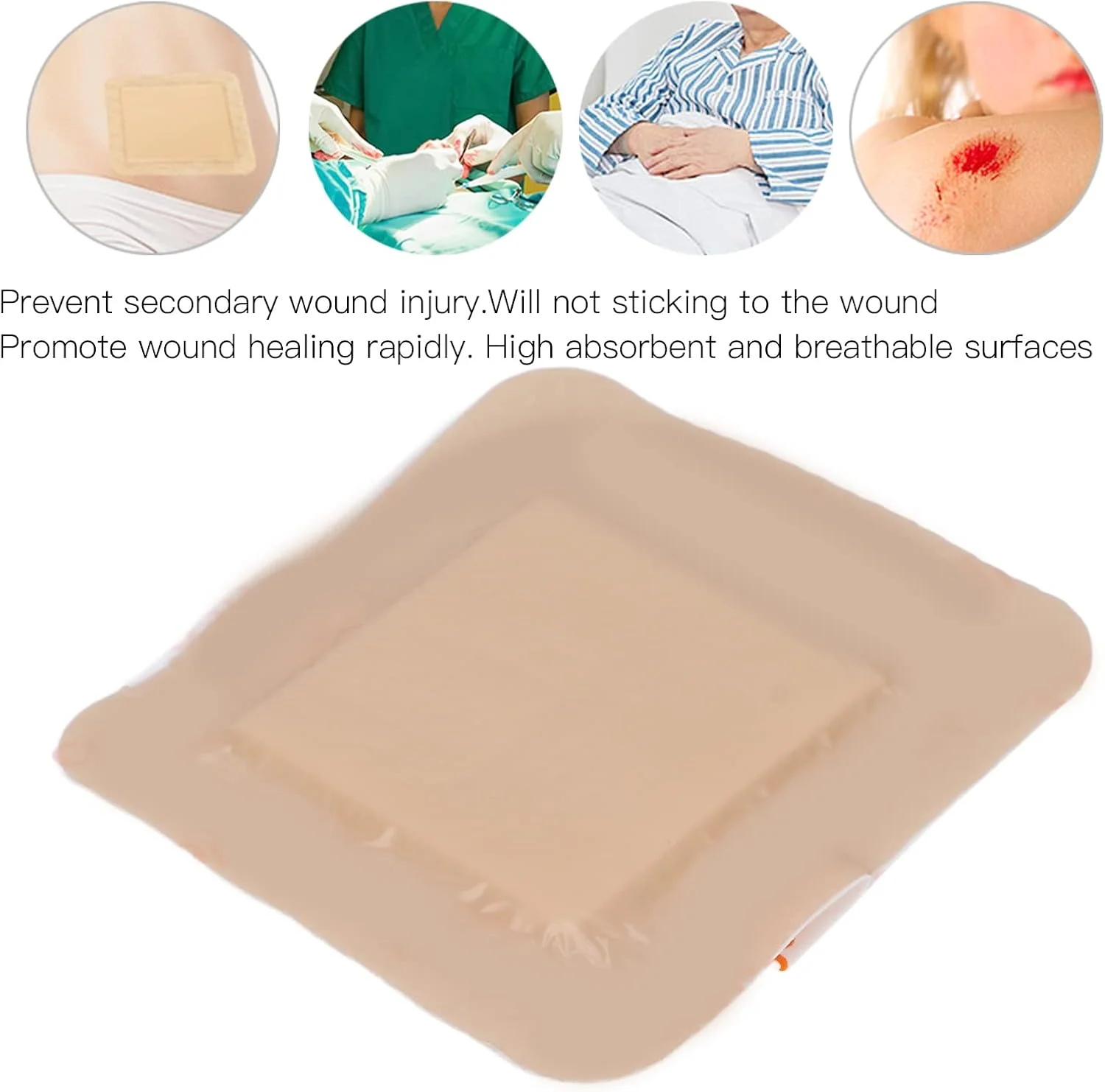 پانسمان فوم، چسب ژل سیلیکونی حاشیه دار بسیار جاذب، ترویج دهنده ترمیم زخم، پدهای پانسمان فوم ضد آب، پانسمان زخم با جذب بالا، چسب زخم، پد پانسمان زخم برای مراقبت از زخم