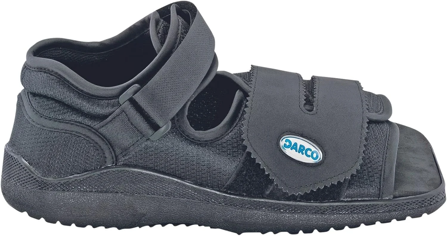 کفش طبی بعد از عمل جراحی DARCO MedSurg - کفش طبی تثبیت کننده بعد از جراحی عرضه شده توسط NHS - شماره 1 کفش مراقبت از زخم کاهنده فشار برای پای چپ یا راست - مشکی