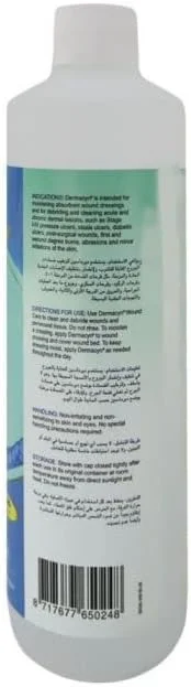 محلول مراقبت از زخم درماسین 500 میلی لیتر - یک محلول فوق اکسید شده برای مرطوب کردن، تمیز کردن و برداشتن بافت مرده زخم - آماده استفاده، pH خنثی، غیر تحریک کننده محلول مراقبت از زخم درماسین 500 میلی لیتر - یک محلول فوق اکسید شده برای مرطوب کردن، تمیز کردن و برداشتن بافت مرده زخم - آماده استفاده، pH خنثی، غیر تحریک کننده