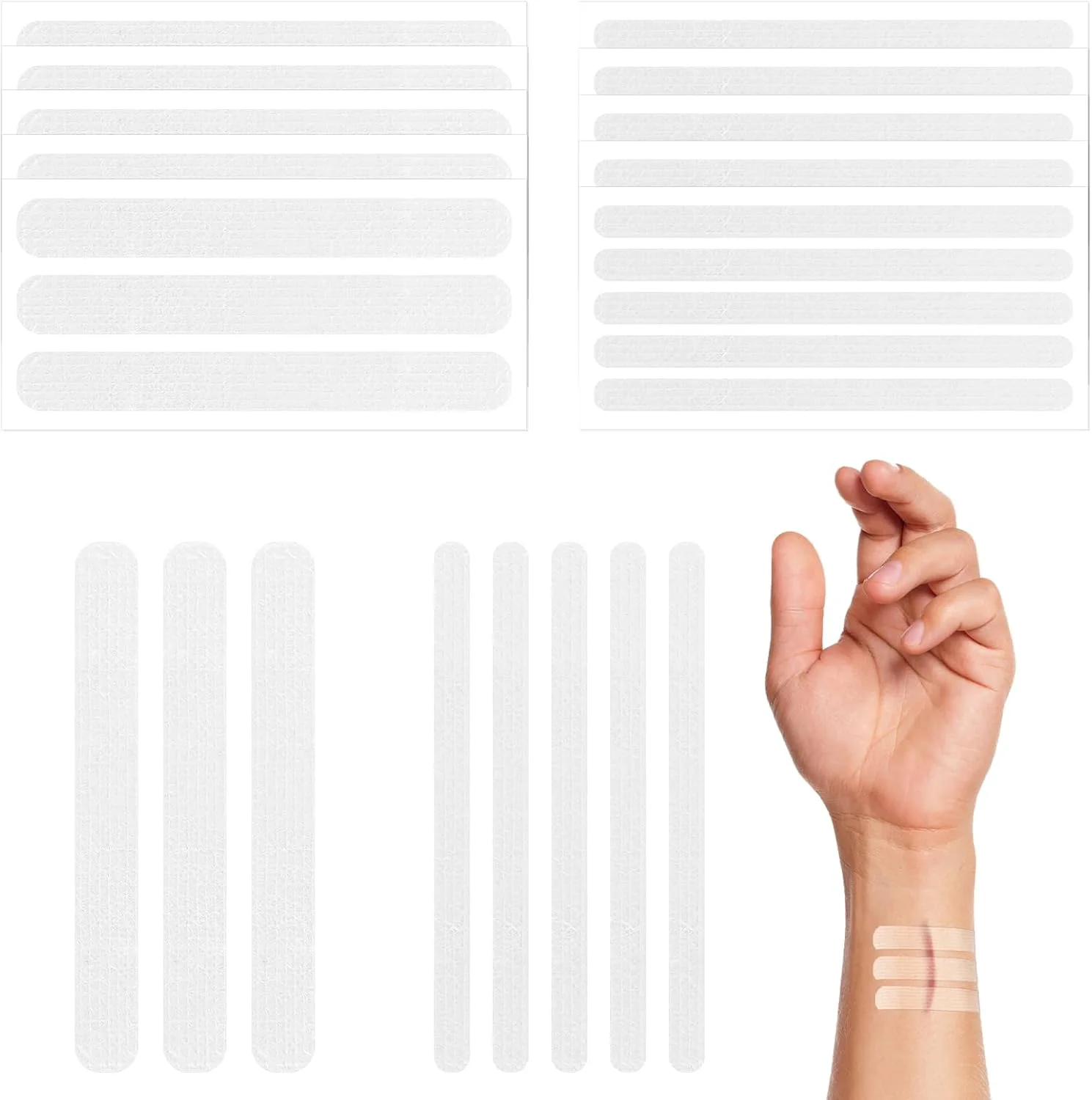 بسته 40 عددی نوار بستن زخم در 2 سایز، چسب زخم، نوار بخیه زخم، وسیله پزشکی، برای بریدگی ها و زخم های کوچک، برای استفاده در فضای باز