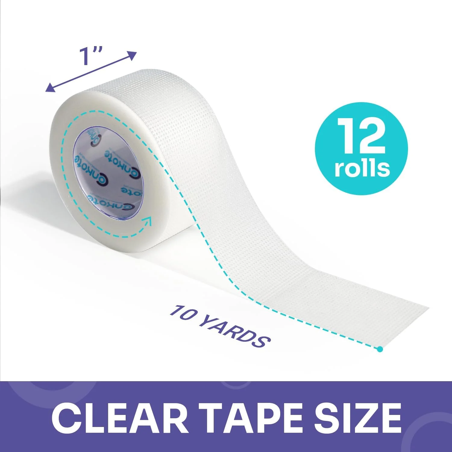 نوار چسب پزشکی شفاف کانکوت 1 اینچ در 10 یارد، نوار باند جراحی شفاف چسب دار کمک های اولیه برای مراقبت از زخم، 12 رول