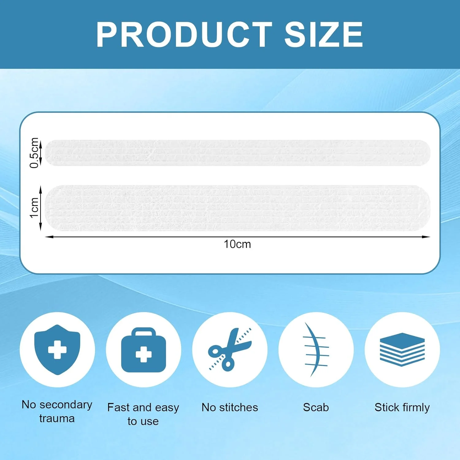بسته 40 عددی نوار بستن زخم در 2 سایز، چسب زخم، نوار بخیه زخم، وسیله پزشکی، برای بریدگی ها و زخم های کوچک، برای استفاده در فضای باز