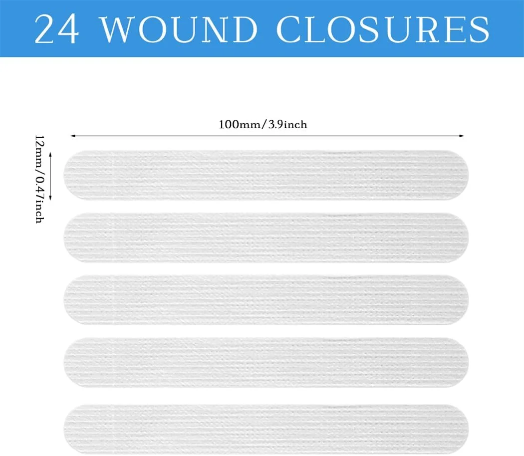 نوار بستن زخم پوست 24 عددی، نوارهای بخیه زخم، دستگاه بستن زخم اضطراری، کیت بستن پارگی، ترمیم زخم ها بدون بخیه، 12x100 میلی متر نوار بستن زخم پوست 24 عددی، نوارهای بخیه زخم، دستگاه بستن زخم اضطراری، کیت بستن پارگی، ترمیم زخم ها بدون بخیه، 12x100 میلی متر