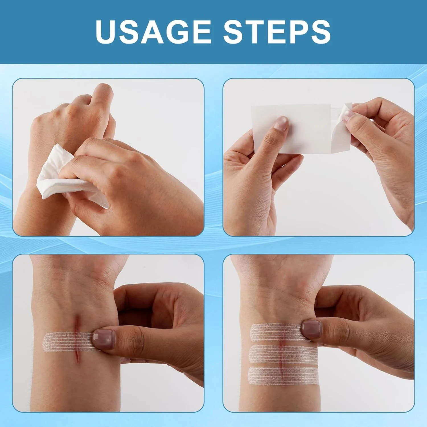 بسته 40 عددی نوار بستن زخم در 2 سایز، چسب زخم، نوار بخیه زخم، وسیله پزشکی، برای بریدگی ها و زخم های کوچک، برای استفاده در فضای باز