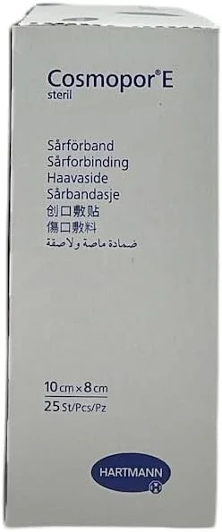 پانسمان استریل چسبی زخم Cosmopor E، 10cm x 8cm x 25، مناسب جراحی، بریدگی و سوختگی پانسمان استریل چسبی زخم Cosmopor E، 10cm x 8cm x 25، مناسب جراحی، بریدگی و سوختگی