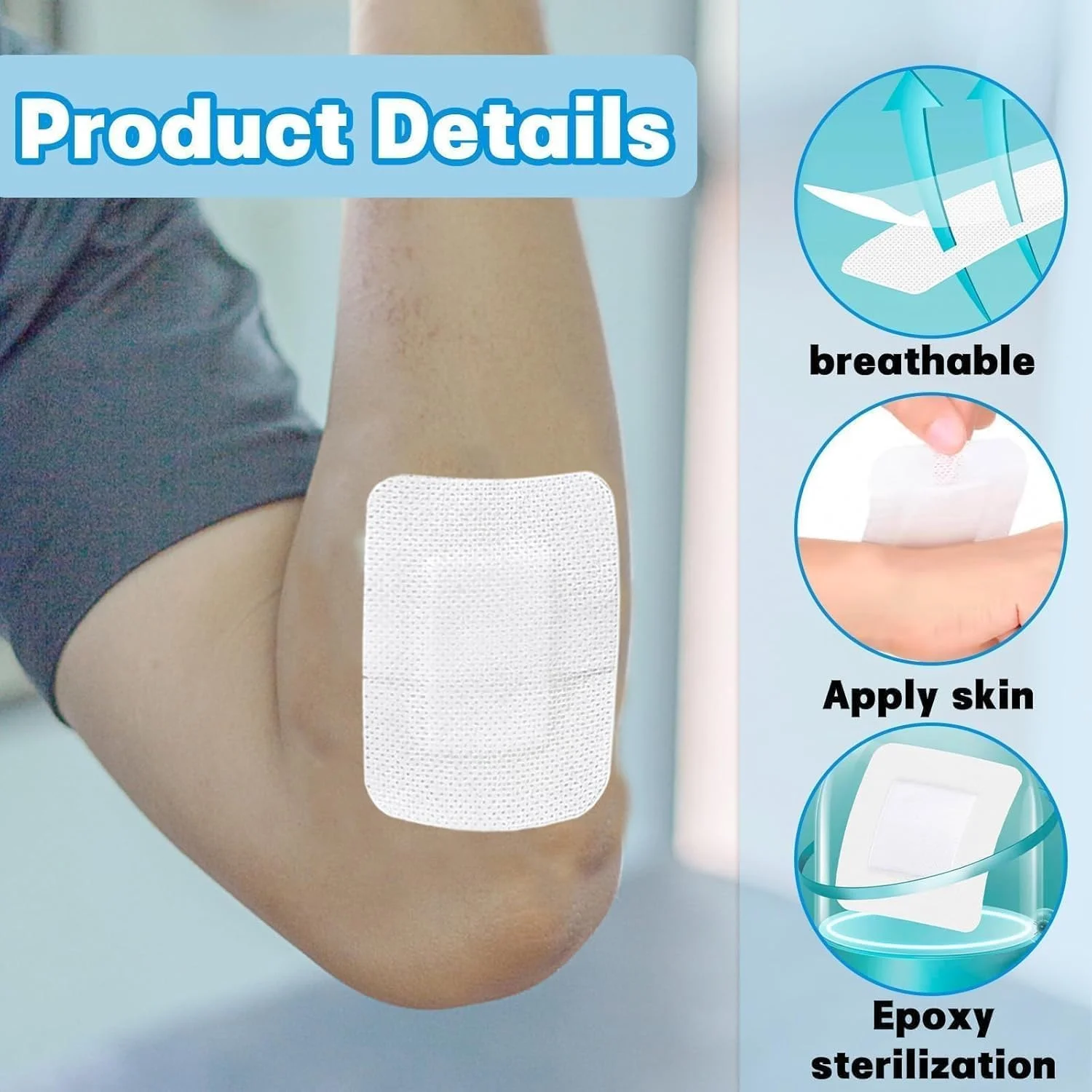 بسته 30 عددی چسب زخم BIGTHREE، پدهای گاز چسبنده و تنفسی، برای دست ها، پاها، صورت، مناسب برای کمک های اولیه روزانه، تاول و مراقبت از زخم (15 عدد 7x9 سانتی متر، 15 عدد 10x10 سانتی متر)