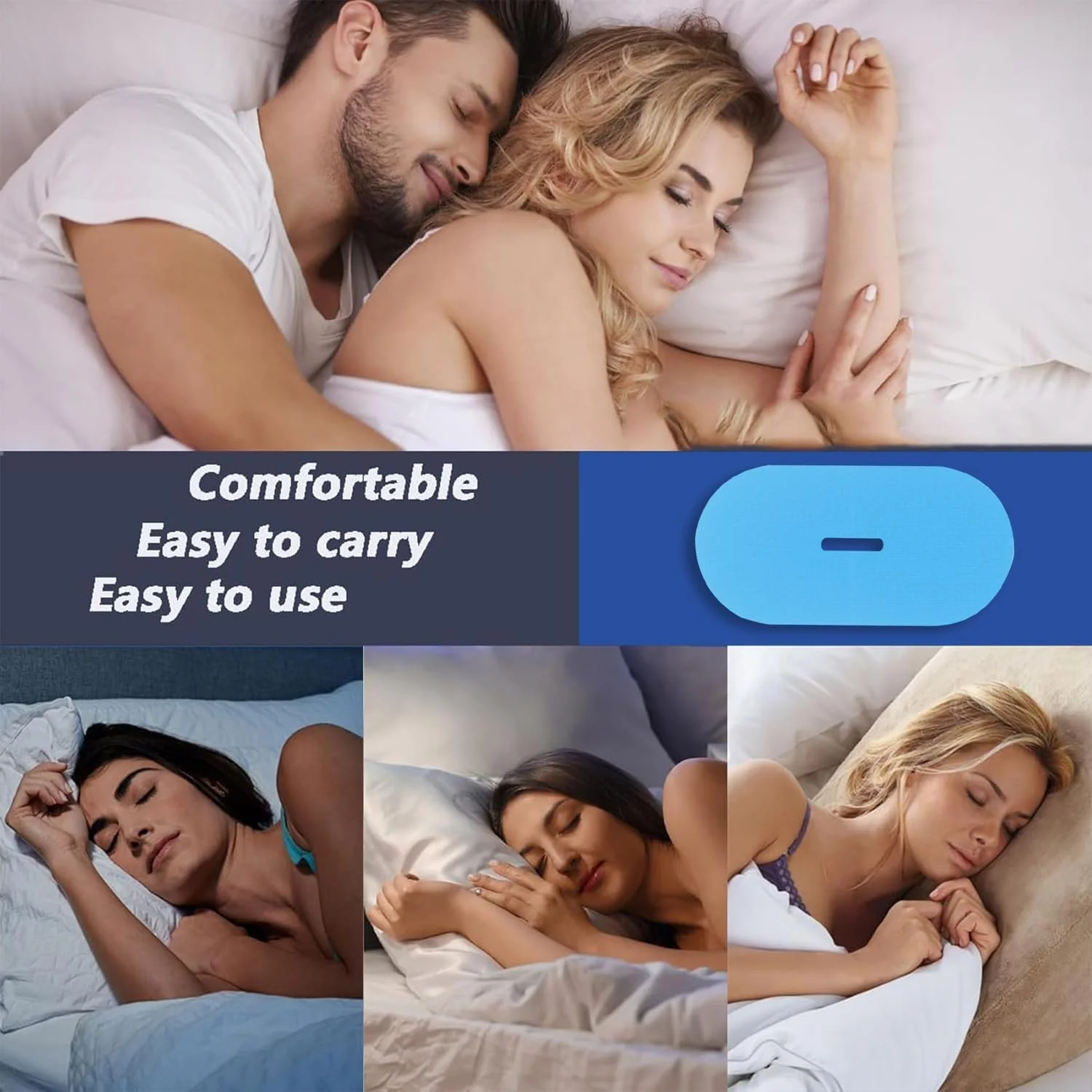 چسب دهان خواب بنانا هوم 60 عددی برای مردان و زنان، چسب دهان ضد خروپف، نوارهای تنفسی ضد خروپف برای بهبود خواب، نوارهای خواب برای تنفس بهتر، دستگاه های ضد خروپف (آبی)