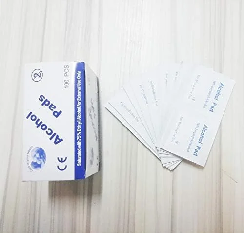 پدهای الکلی، بسته بندی تکی، دستمال مرطوب ضد عفونی کننده استریل با 75% اتانول، پدهای آماده سازی یکبار مصرف برای تمیز کردن پوست، مراقبت از زخم، تمیز کردن تلفن همراه و استفاده در سفر، 100 عدد