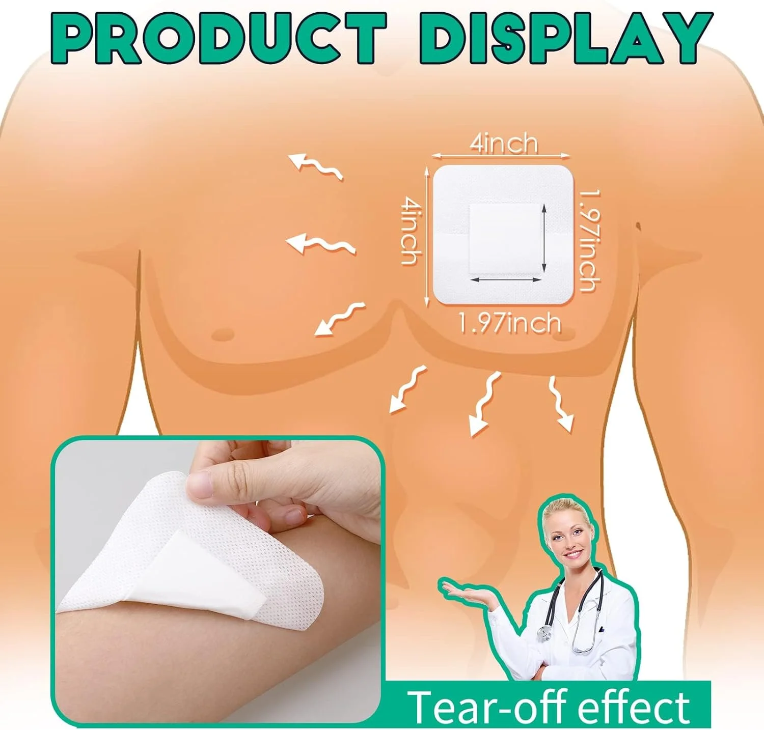 50 عدد پانسمان جزیره ای گاز حاشیه دار، 50 عدد پانسمان مربعی تنفسی گاز ضد آب با پد، نرم، 50 عدد پد گاز چسب دار استریل راحت برای مراقبت از زخم (50 عدد 4 x 4 اینچ)