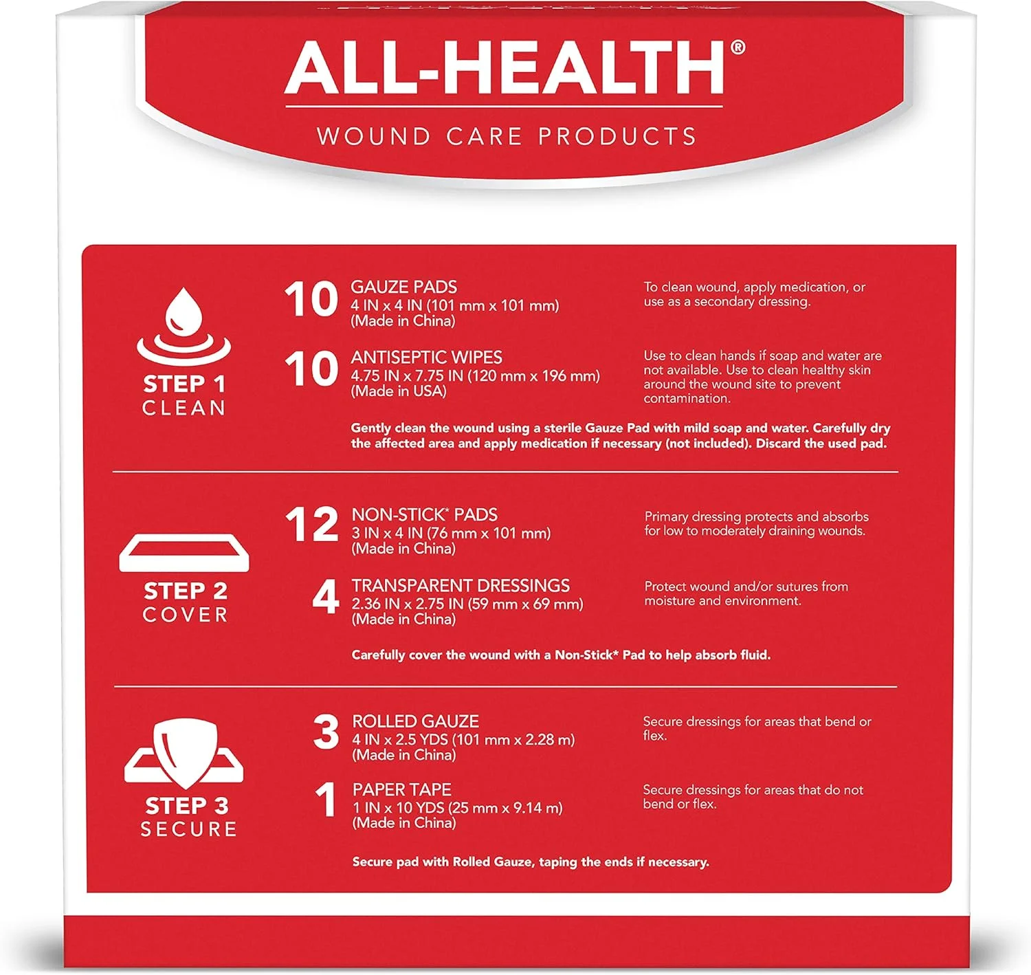 کیت مراقبت از زخم آل هلث، 40 قطعه | برای زخم های کوچک تا متوسط