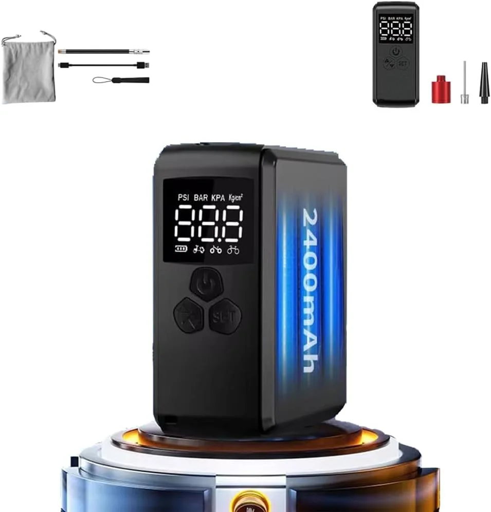 پمپ دوچرخه 150PSI KASTWAVE، پمپ دوچرخه قابل حمل، پمپ دوچرخه با فشارسنج دیجیتال LED، پمپ باد برقی دوچرخه با شیر برای دوچرخه، موتور سیکلت و توپ