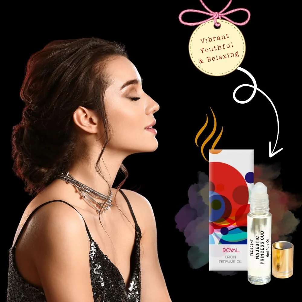 روغن عطر زنانه TSZ SCENT Majestic Princess Oudh - رایحه ای ماندگار از گل و چوب، رولی و قابل حمل 6 میلی لیتر