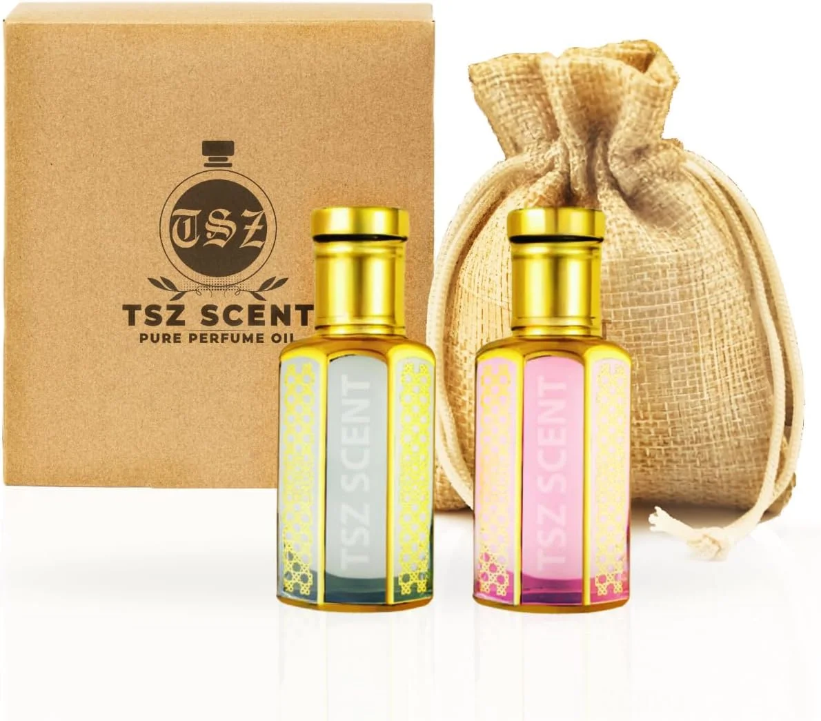 ست هدیه روغن عطر TSZ Scent Musk Tahara & Cotton Candy – 2x12ml عطر ماندگار برای زنان، بدون الکل، شیرین، ملایم، عطر اندازه مسافرتی – هدیه برای او