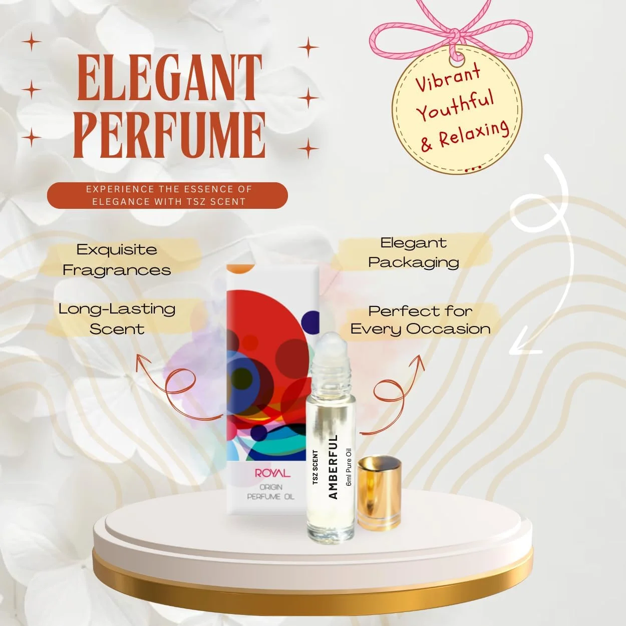 روغن عطر عنبرفول تی اس زد - 6 میلی لیتر رولی - رایحه ای ماندگار و یونیسکس | عطر شرقی چوبی برای مردان و زنان | ایده آل برای استفاده در سفر