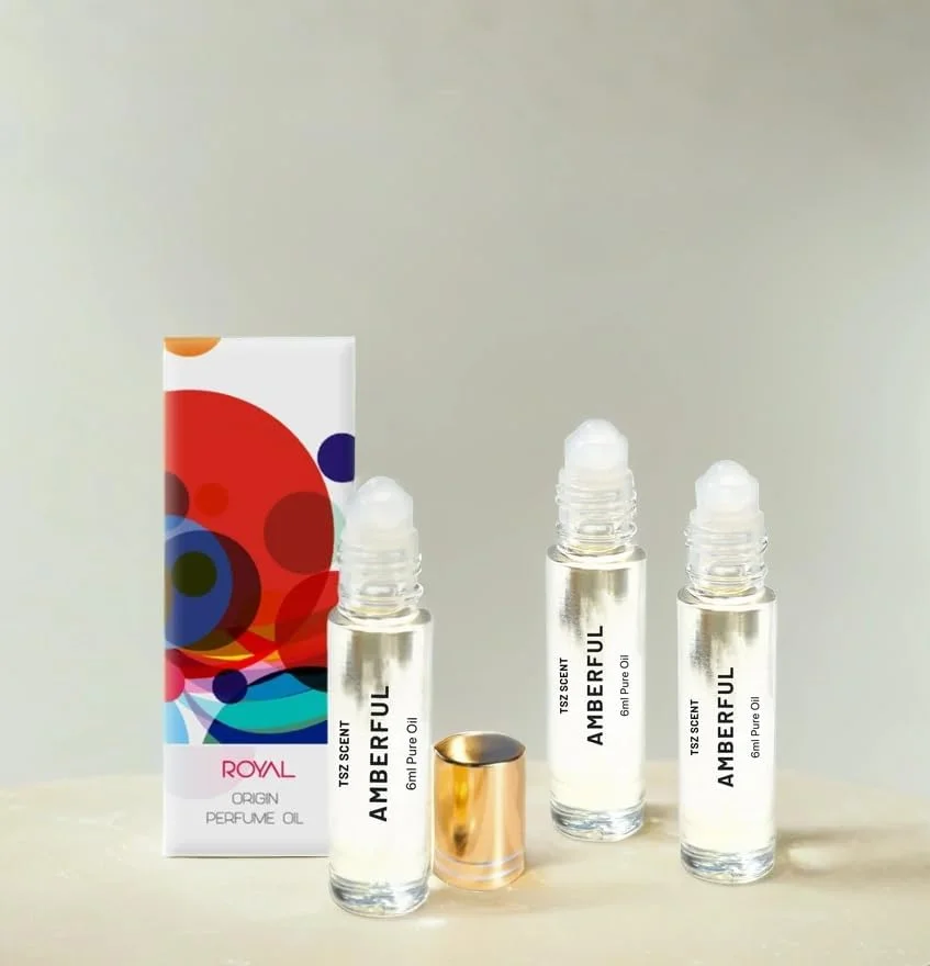 روغن عطر عنبرفول تی اس زد - 6 میلی لیتر رولی - رایحه ای ماندگار و یونیسکس | عطر شرقی چوبی برای مردان و زنان | ایده آل برای استفاده در سفر