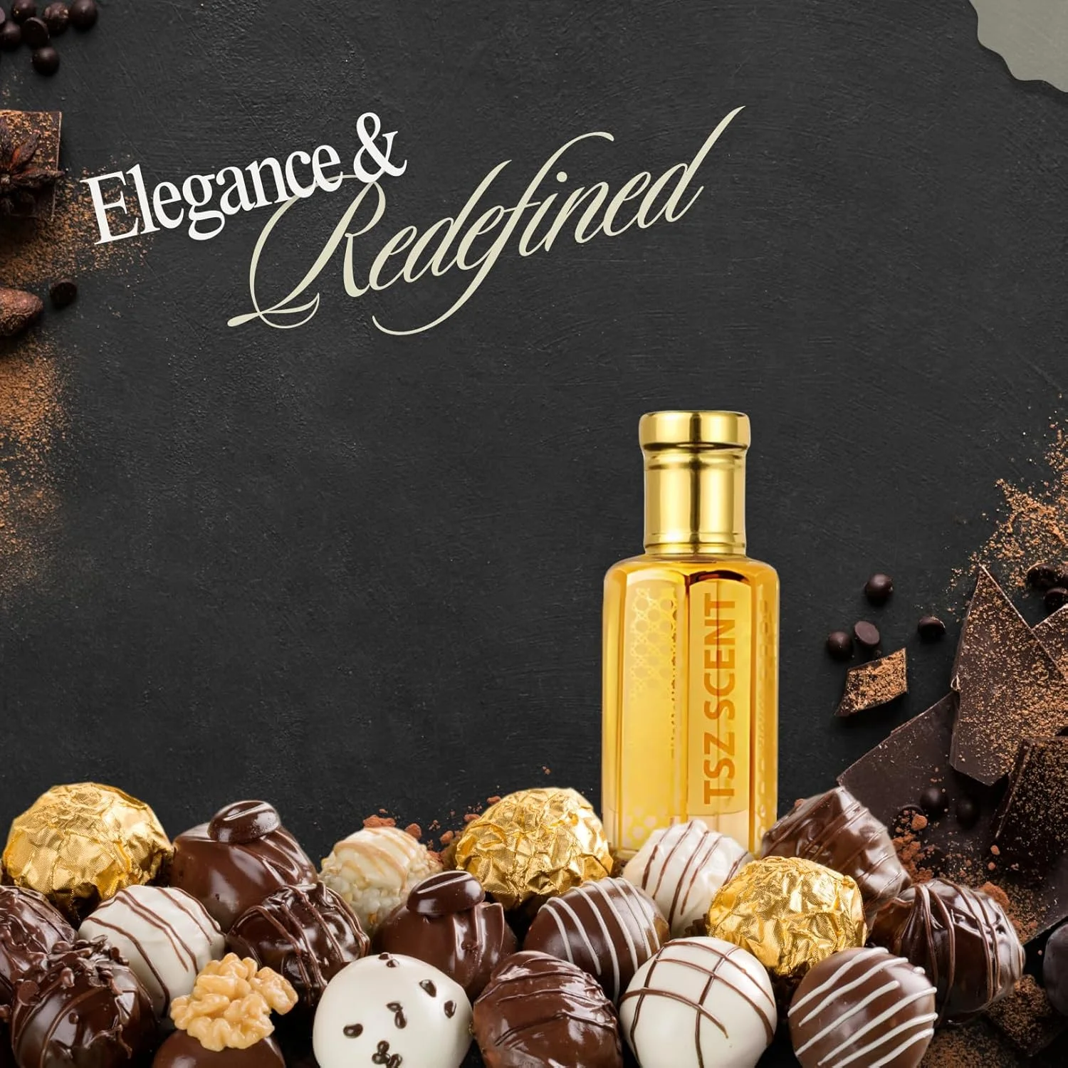 روغن عطر شکلات کرم TSZ Scent 12 میلی لیتر - رایحه ماندگار شکلات و مشک شیرین برای زنان و مردان | عطر عربی بر پایه روغن، عطر هدیه لوکس، استفاده روزانه روغن عطر شکلات کرم TSZ Scent 12 میلی لیتر - رایحه ماندگار شکلات و مشک شیرین برای زنان و مردان | عطر عربی بر پایه روغن، عطر هدیه لوکس، استفاده روزانه