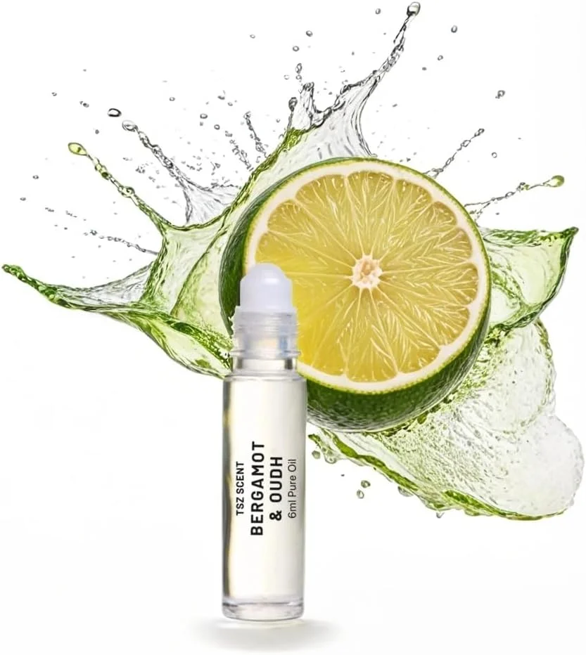 عطر رولی برگاموت و عود تی اس زد سنت مردانه و زنانه 6 میلی لیتر، عطر متمرکز یونیسکس، کولون با رایحه تازه مرکبات و چوبی مناسب سفر و بدون الکل