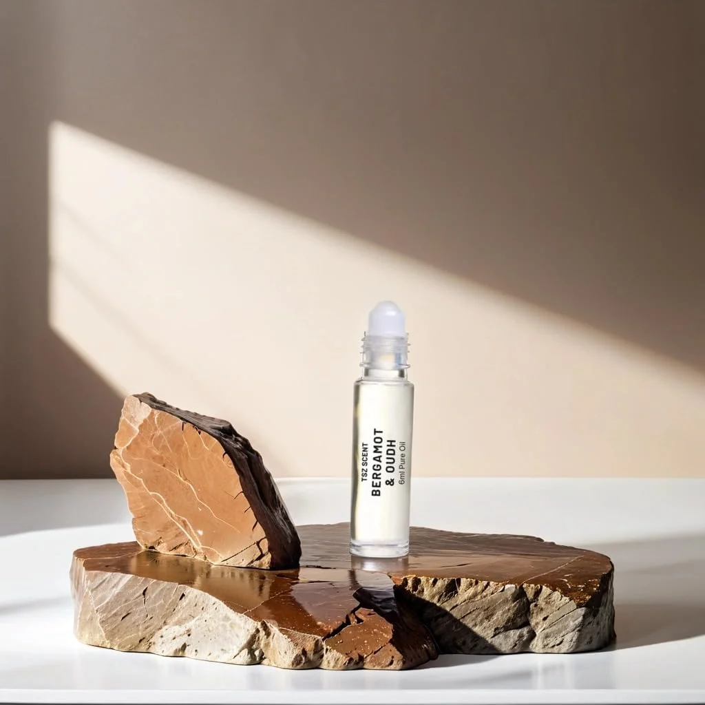 عطر رولی برگاموت و عود تی اس زد سنت مردانه و زنانه 6 میلی لیتر، عطر متمرکز یونیسکس، کولون با رایحه تازه مرکبات و چوبی مناسب سفر و بدون الکل