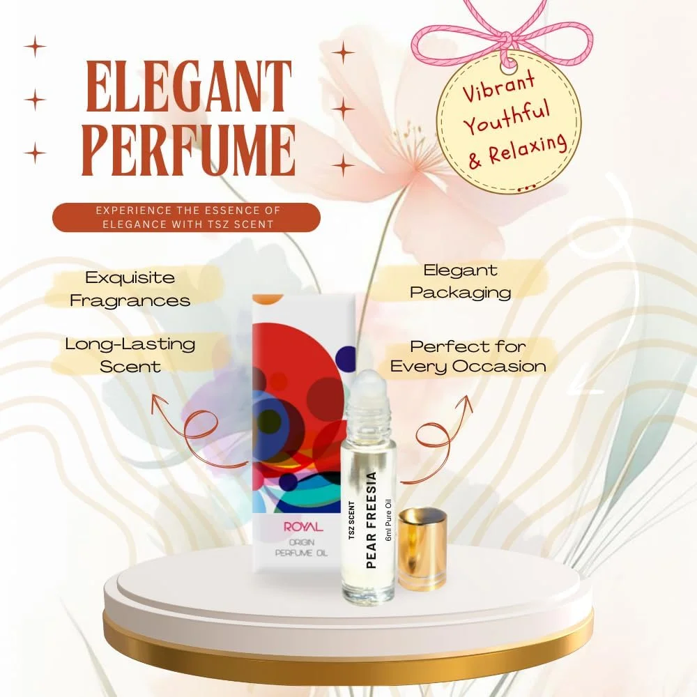 روغن عطر رولی زنانه گلابی و فریزیا TSZ Scent - 6 میلی لیتر | ماندگاری طولانی و رایحه ای تازه | ایده آل برای استفاده روزانه