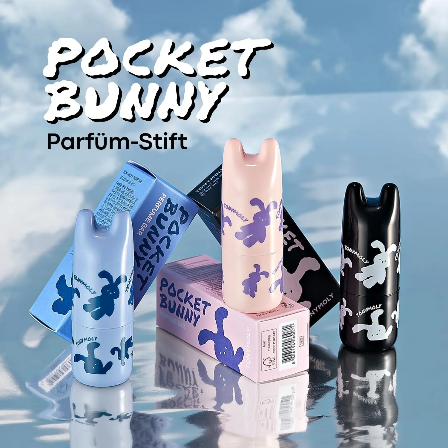 استیک عطر جیبی زنانه تونی مولی مدل Pocket Bunny Bar، عطر جامد زنانه، رایحه لیمو، گل، رز، یاس، سایز مسافرتی، خرگوش بامزه