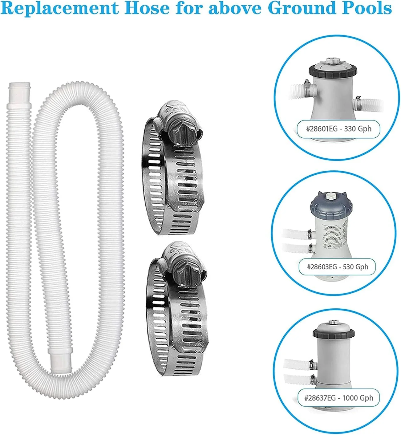 کیت شلنگ جایگزین استخر شنا KASTWAVE، شلنگ جایگزین فیلتر استخر برای استخرهای روی زمین، سازگار با پمپ فیلتر 300 GPH، 330 GPH، 530 GPH و 1000 GPH کیت شلنگ جایگزین استخر شنا KASTWAVE، شلنگ جایگزین فیلتر استخر برای استخرهای روی زمین، سازگار با پمپ فیلتر 300 GPH، 330 GPH، 530 GPH و 1000 GPH