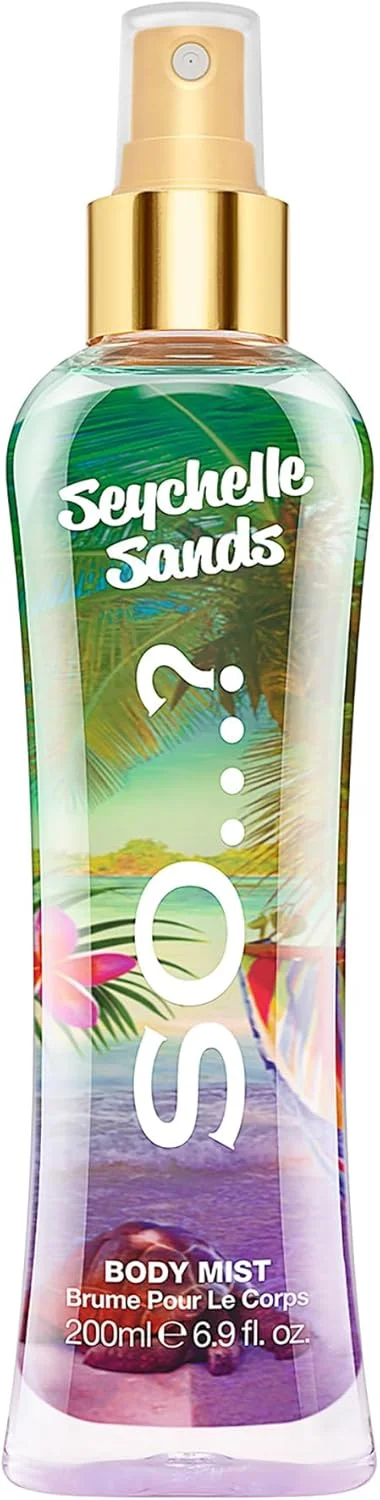 بادی میست زنانه So…? Summer Escapes Seychelles Sand – اسپری خوشبو کننده با رایحه ای با طراوت و عجیب و غریب برای به تصویر کشیدن ذات بهشت، طراوت ماندگار، 200 میلی لیتر