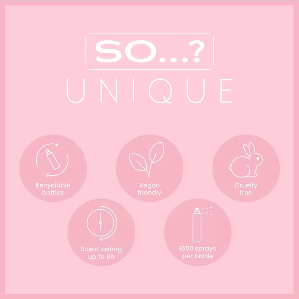 So…? بسته اسپری بادی میست زنانه Unique Womens Pink Bouquet، شامل رایحه‌های نخود شیرین، کرم ترافل و رژگونه گل صد تومانی، مجموعه رایحه ترکیبی 150 میلی‌لیتری (بسته 3 عددی)
