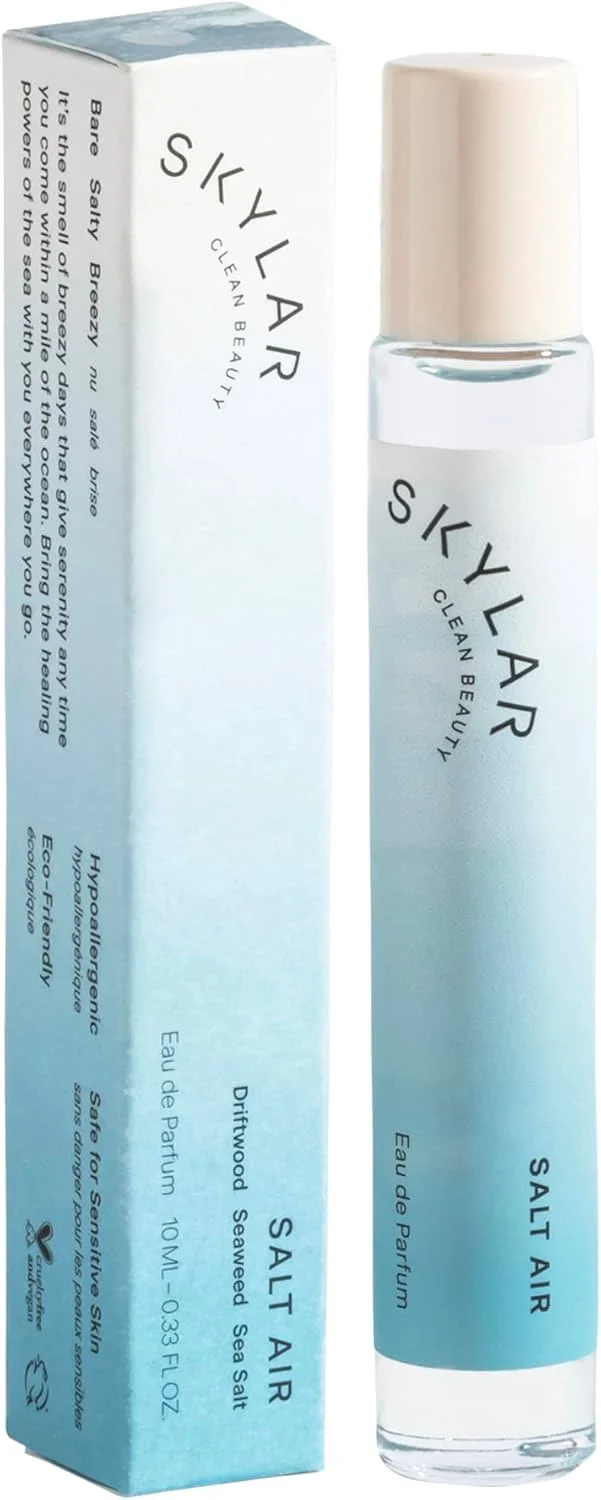 ادکلن Skylar Salt Air Eau de Parfum - عطر ضد حساسیت و پاکیزه برای زنان و مردان، وگان و ایمن برای پوست های حساس - عطر تازه با رایحه های چوب خیس، نمک دریا و جلبک دریایی - 10 میلی لیتر / 0.33 Fl oz