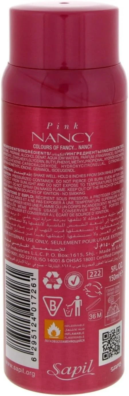 اسپری خوشبو کننده بدن زنانه ساپیل مدل Pink Nancy - حجم 150 میلی لیتر اسپری خوشبو کننده بدن زنانه ساپیل مدل Pink Nancy - حجم 150 میلی لیتر